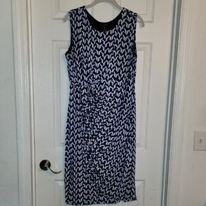 Chic Blue, Black and White Patterned Dress